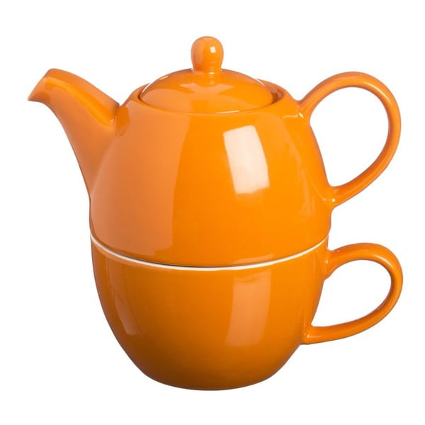Čajová konvice s hrnkem Tea For One Bright Orange, 400 ml