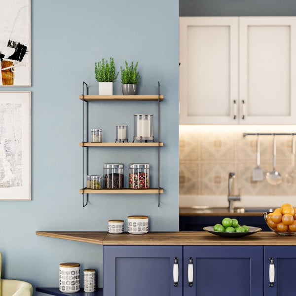 Подова етажерка от дъбов декор в естествен цвят 40 cm Pulalis - Kalune Design-image-1