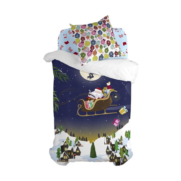Детска памучна завивка и възглавница , 140 x 200 cm Merry Christmas - Mr. Fox