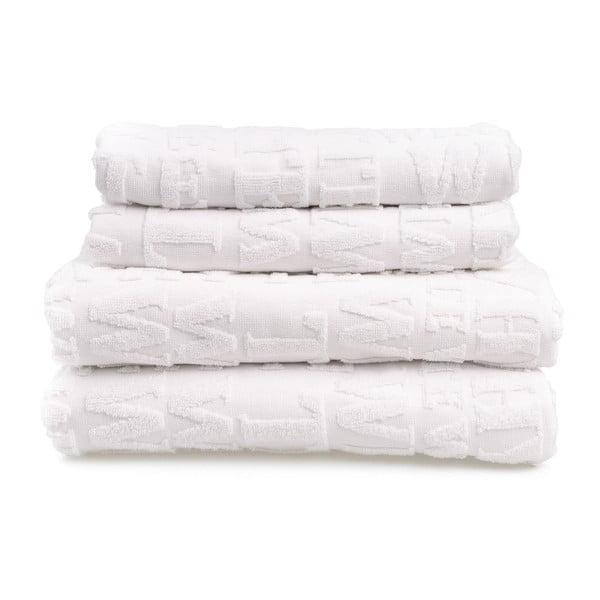 Комплект от 2 бели кърпи и 2 памучни кърпи Casa Di Bassi Typo - Casa Di Bassi
