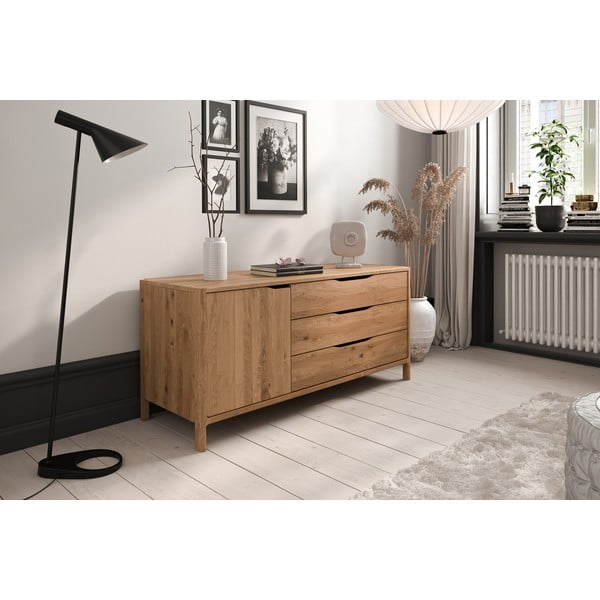 Нисък скрин от масивен дъб в естествен цвят 140x64 cm Twig – The Beds-image-1