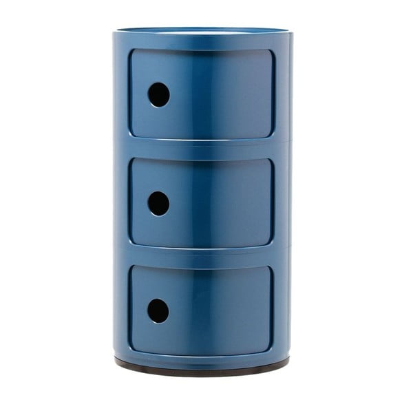 Modrý kontejner se 3 zásuvkami Kartell Componibili