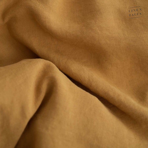 Жълта двойна олекотена завивка от конопени влакна 200x200 cm – Linen Tales-image-1