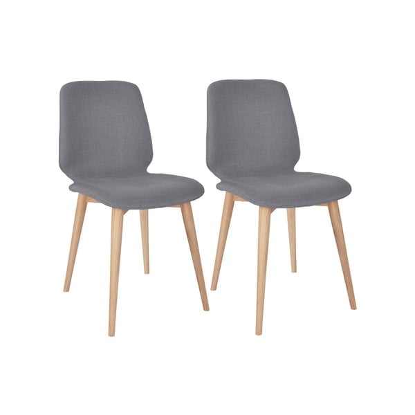 Комплект от 2 светлосиви трапезни стола с масивни дъбови крака WOOD AND VISION Classic - Wood and Vision