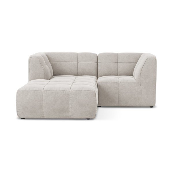 Бежов кадифен ъглов диван (ляв ъгъл) Aloha – Makamii