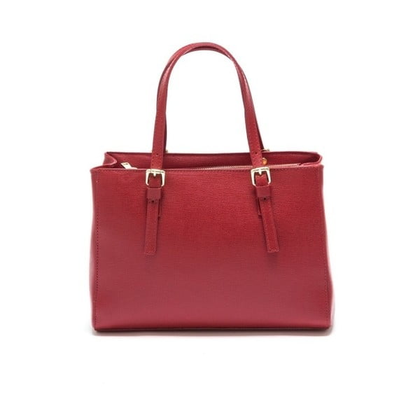 Розова кожена чанта Classic Rosso - Isabella Rhea