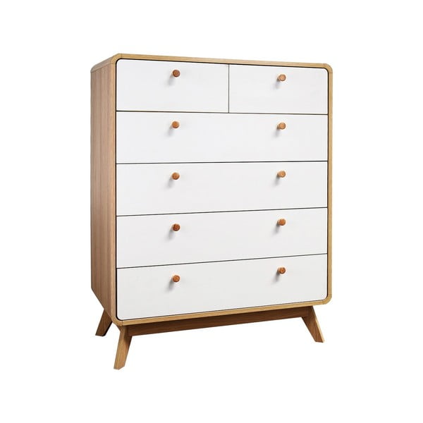 Бяло-естествен висок скрин от декор от дъб  81x104 cm Caitlin – Støraa-image-2