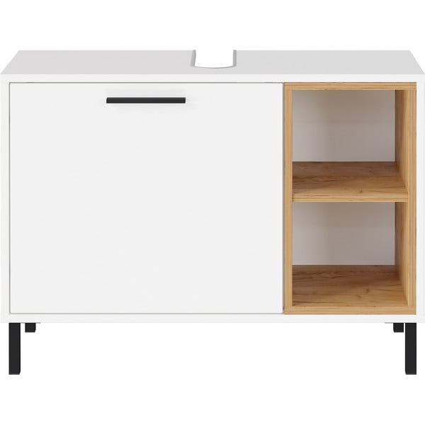 Бял нисък шкаф под умивалника в дъб 80x57 cm Loria - Germania