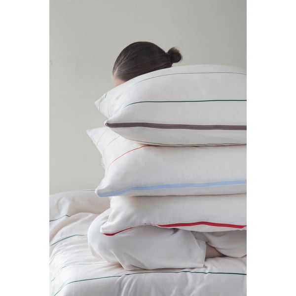 Червено-бежово единично удължено спално бельо от памучен сатен 140x220 cm Align – Mette Ditmer Denmark-image-4