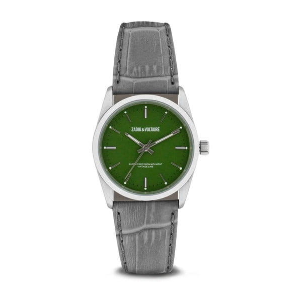 Dámské hodinky s koženým páskem a zeleným ciferníkem Zadig & Voltaire