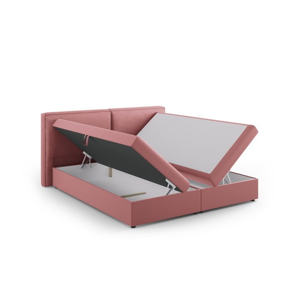 Розово боксспринг легло с място за съхранение 140x200 cm Arendal – Cosmopolitan Design-image-4