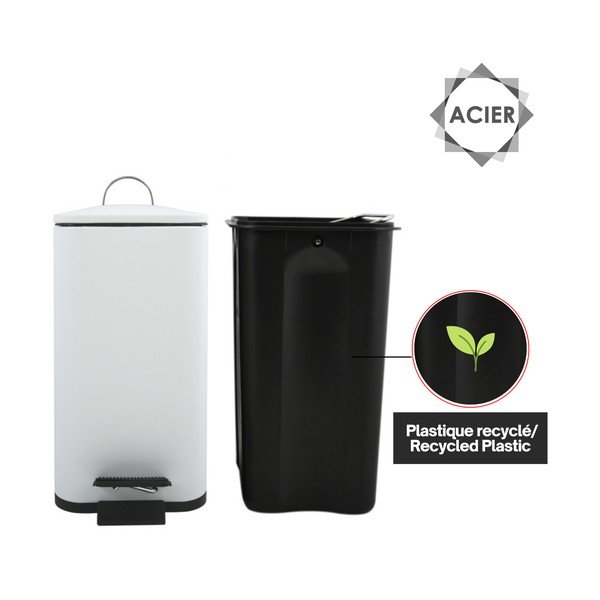 Стоманено кошче за боклук с педал в матово бял цвят 5 l   Erik – Spirella-image-3