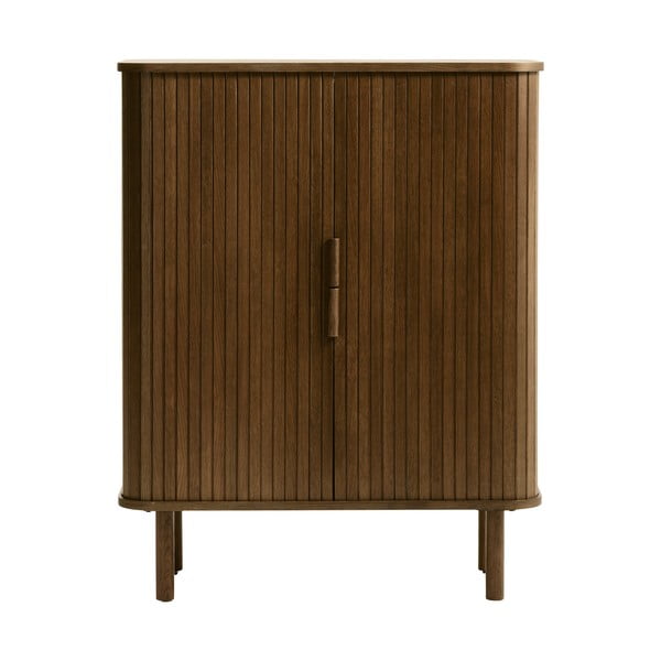 Кафяв шкаф в дъбов декор с плъзгащи се врати 113x90 cm Cavo - Unique Furniture