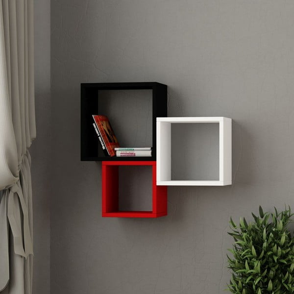 Červenočernobílá nástěnná police Kutugen-image-1