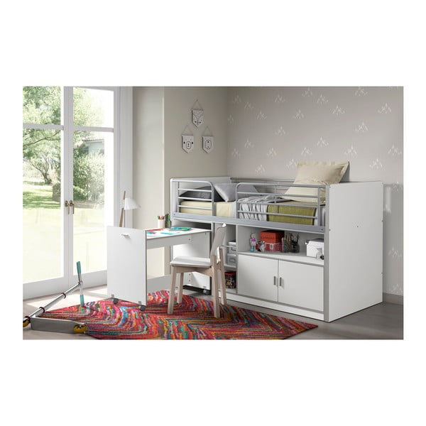 Бяло двуетажно легло с разтегателна маса и място за съхранение , 200 x 90 cm Bonny - Vipack-image-1