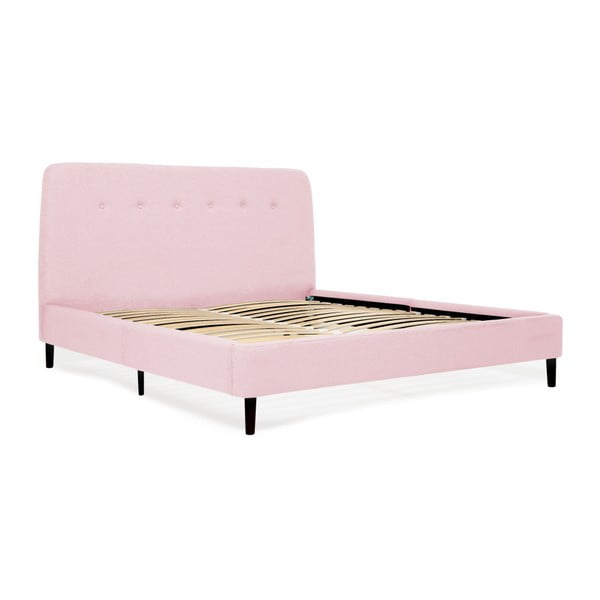 Прахово розово двойно легло с черни крака Mae Queen Size, 160 x 200 cm - Vivonita