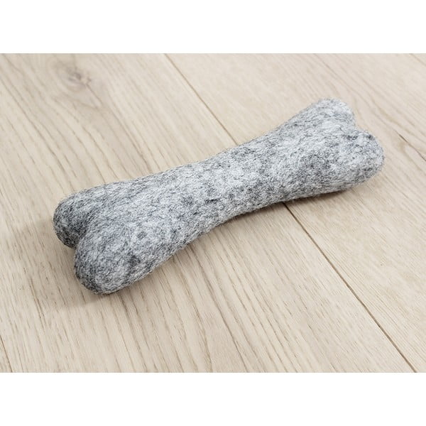 Стоманено сива играчка от животинска вълна във формата на кост Pet Bones, дължина 22 см - Wooldot