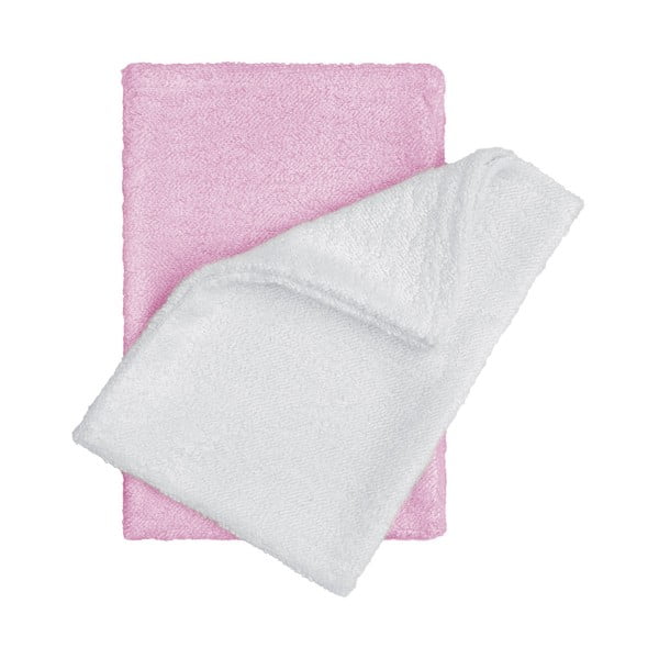 Комплект от 2 бамбукови кърпи за миене в бяло и розово - T-TOMI