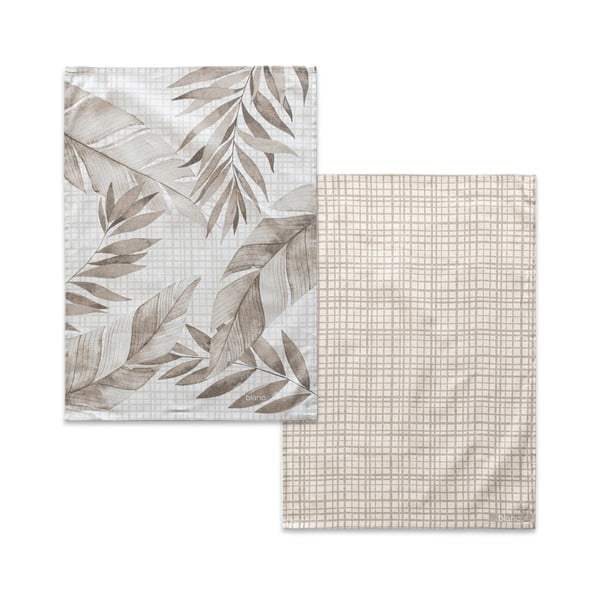 Памучни кърпи в комплект от 2 броя 50x70 cm Feuille - Blanc