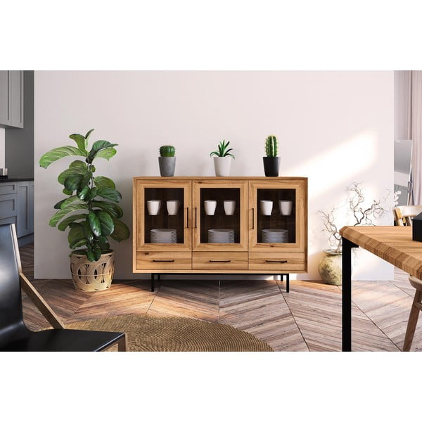 Витрина от дъбова дървесина в естествен цвят 144x95 cm Abies - The Beds-image-1