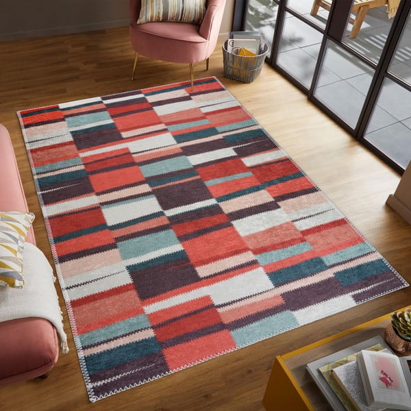 Червена пътека подходяща за пране 80x200 cm Blocks of Fun – Vitaus-image-1