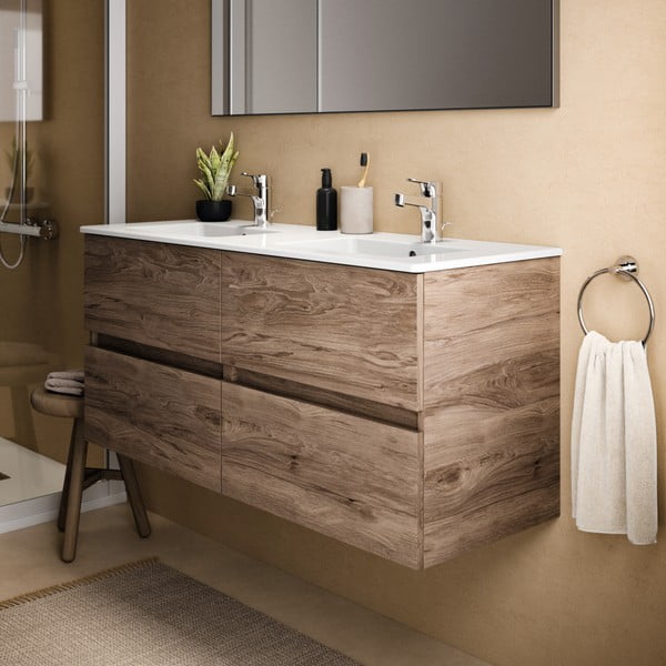 Стенен шкаф за мивка от декор от орех в естествен цвят 120x55 cm Eurovit+ – Ideal Standard-image-4