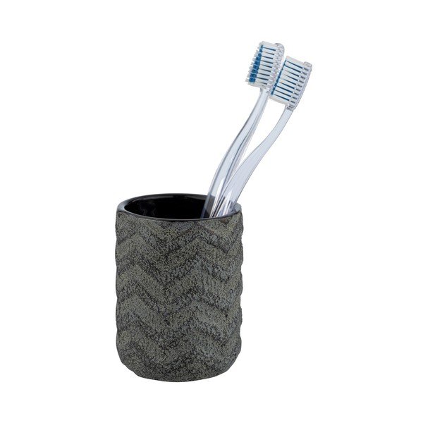 Тъмно сива ръчно рисувана чаша за четка за зъби Mantua - Wenko-image-2