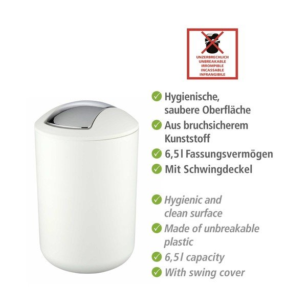 Бяло пластмасово кошче за боклук 6,5 l Brasil – Wenko-image-3