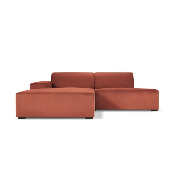 Розов ъглов диван от велур , ляв ъгъл Hobart - Cosmopolitan Design