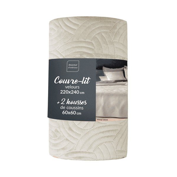 Кремаво комплект шалте и калъфка за възглавница 220x240 cm Solange – douceur d'intérieur