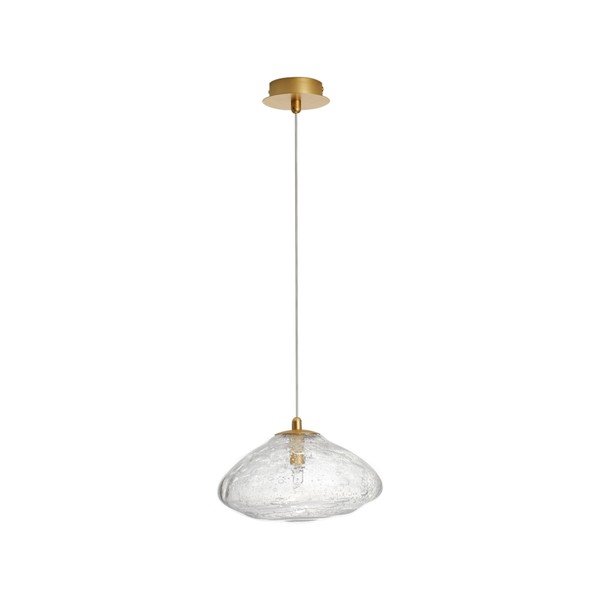 Стъклено висящо осветително тяло в месингов цвят ø 26 cm King – Nova Luce