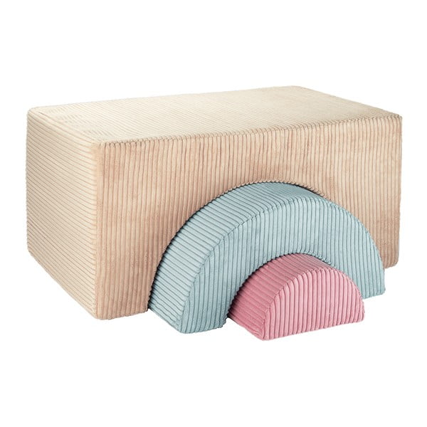 Светлокафяво велурено игрище от пяна 75x49x37 cm Rainbow Montessori – Wigiwama