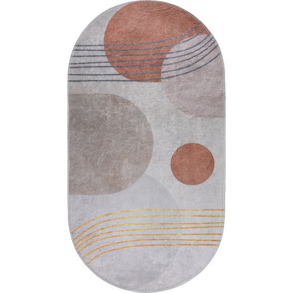 Миещ се килим в оранжево и кремаво 80x120 cm Oval - Vitaus