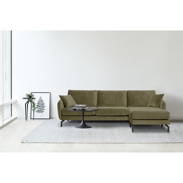 Ъглов диван от зелено кадифе (ляв ъгъл) Magic - Scandic-image-1