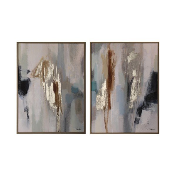 Печатни/с ръчно рисувани елементи картини в комплект 2 бр. с включена рамка/върху платно 60x80 cm Gallery – Bizzotto