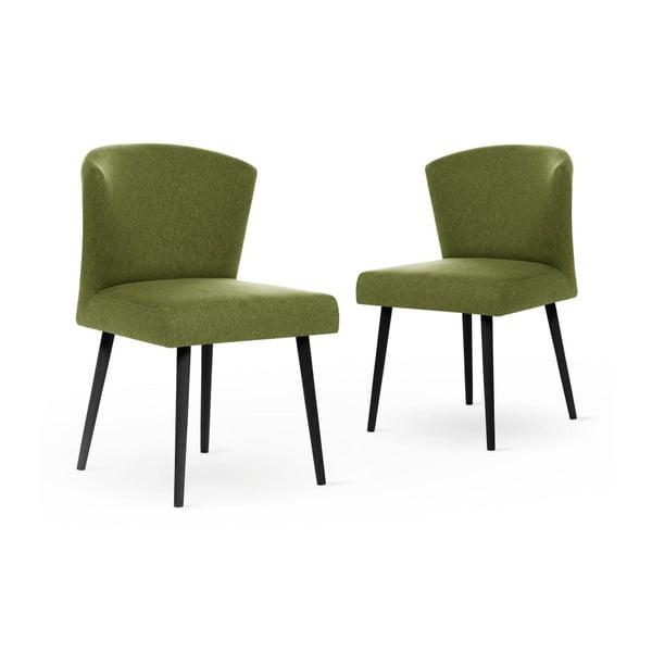 Sada 2 tmavě zelených jídelních židlích s černými nohami My Pop Design Richter