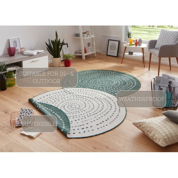 Зелен двустранен килим за открито , Ø 200 cm Bali - NORTHRUGS-image-4