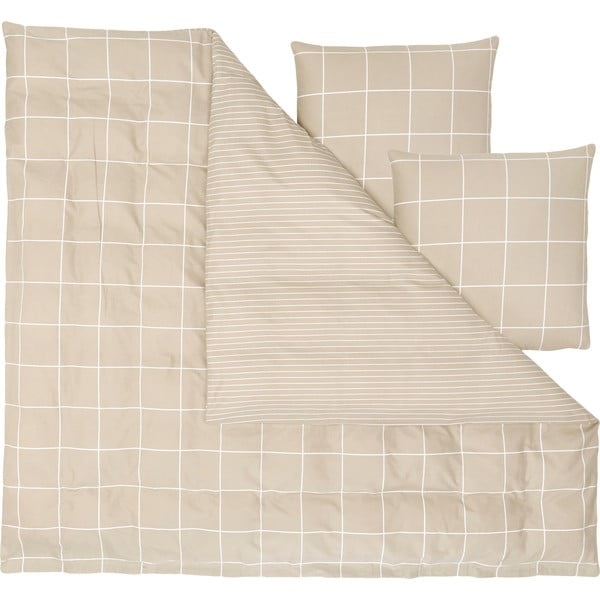 Бежово фланелено спално бельо за двойно легло , 200 x 200 cm - Westwing Collection