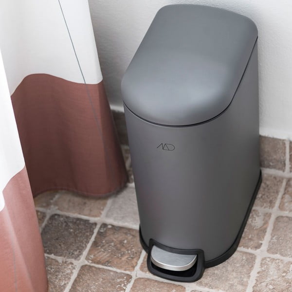 Тъмносиво метално кошче за боклук с педал 10 l Walther – Mette Ditmer Denmark-image-2