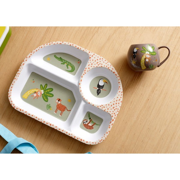 Бяла детска чиния 27x21 cm Jungle - Ladelle-image-1