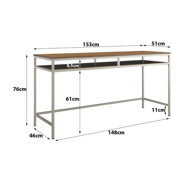 Работна маса с орехов плот 51x153 cm Bradford – Støraa-image-2