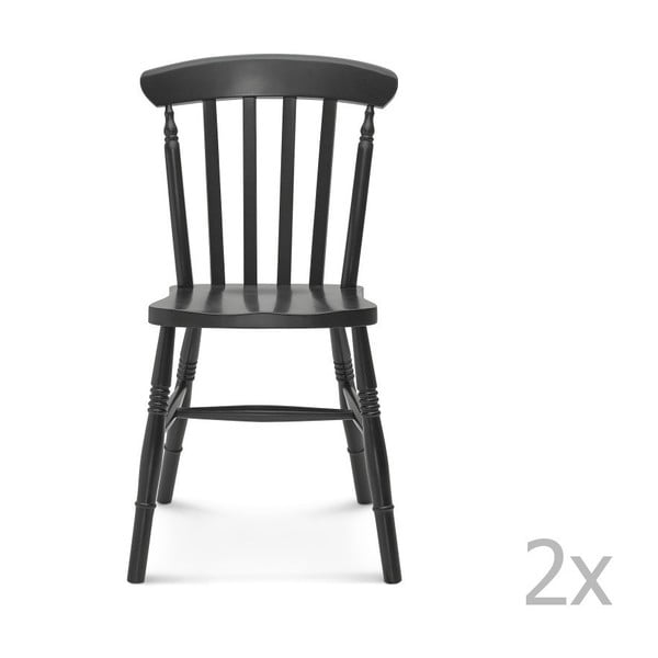 Sada 2 černých dřevěných židlí Fameg Ivar