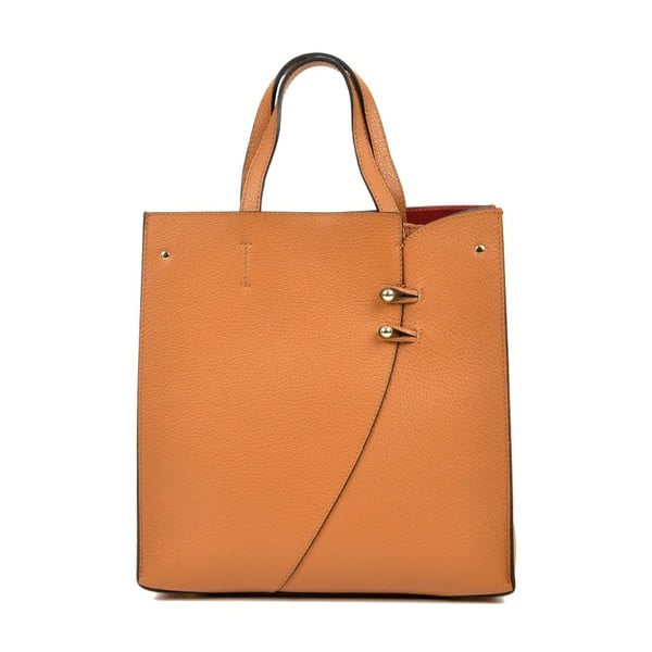 Кафява кожена чанта в цвят коняк Calisso - Luisa Vannini