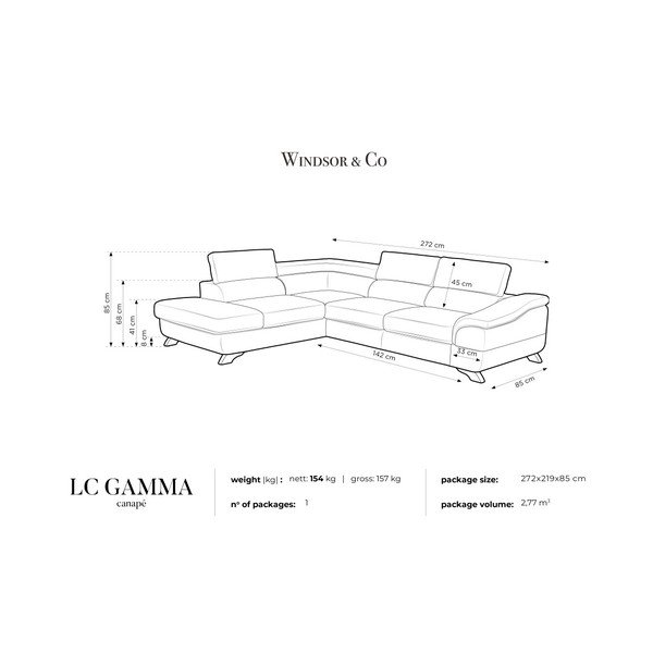 Разтегателен диван Gamma grey с място за съхранение, лява страна - Windsor & Co Sofas-image-4