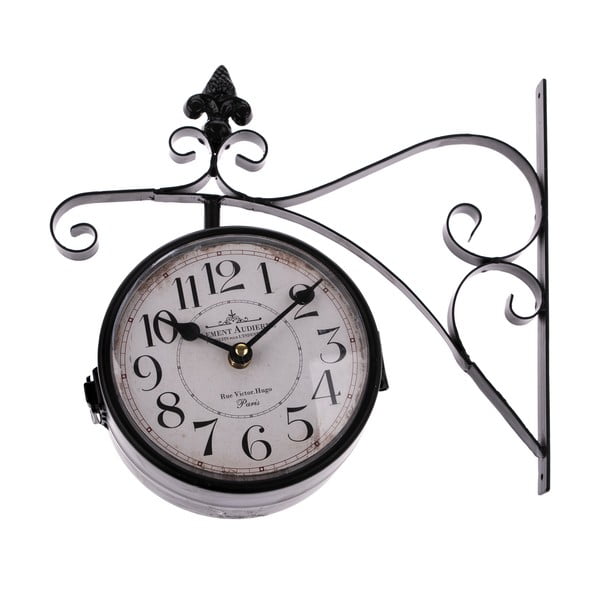 Черен двустранен висящ часовник, дължина 31 cm - Dakls