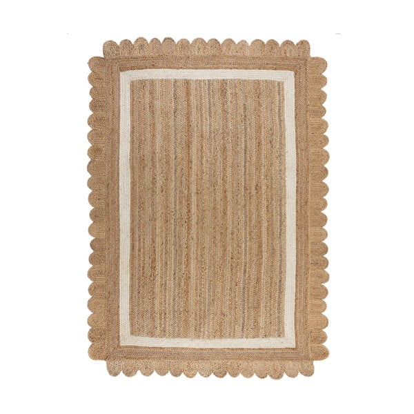 Ръчно изработен ютен килим в естествен цвят и слонова кост 160x230 cm Grace White – Flair Rugs