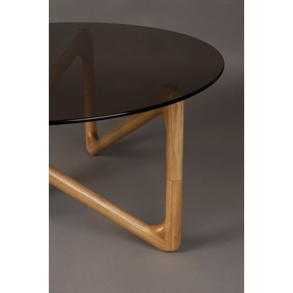 Кръгла масичка за кафе със стъклен плот в естествен цвят ø 80 cm Naia – Dutchbone-image-3