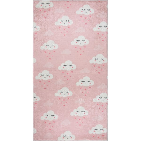 Светлорозов детски килим подходящ за пране 160x230 cm Pink Clouds – Vitaus