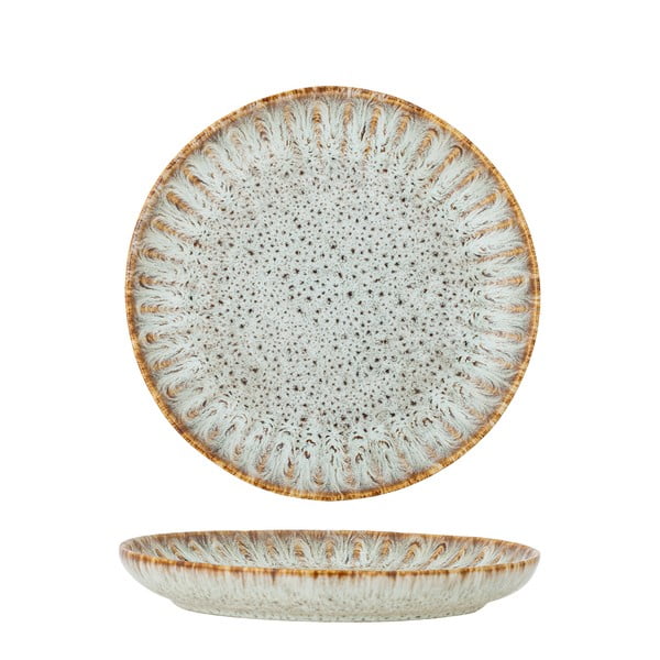 Синя/бежова глинена чиния за сервиране ø 17 cm Fleur – Bloomingville-image-3