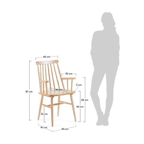 Sada 2 přírodních jídelních židlí La Forma Kristie-image-1
